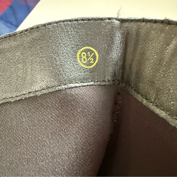 New Coutgo black knee high faux leather boots square toe kitten heel size 8.5 - Picture 10 of 13